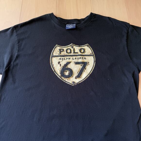 Vintage Polo Sport Ralph Lauren Shirt Large Black 90s New York Route 67 RRL - Picture 3 of 7